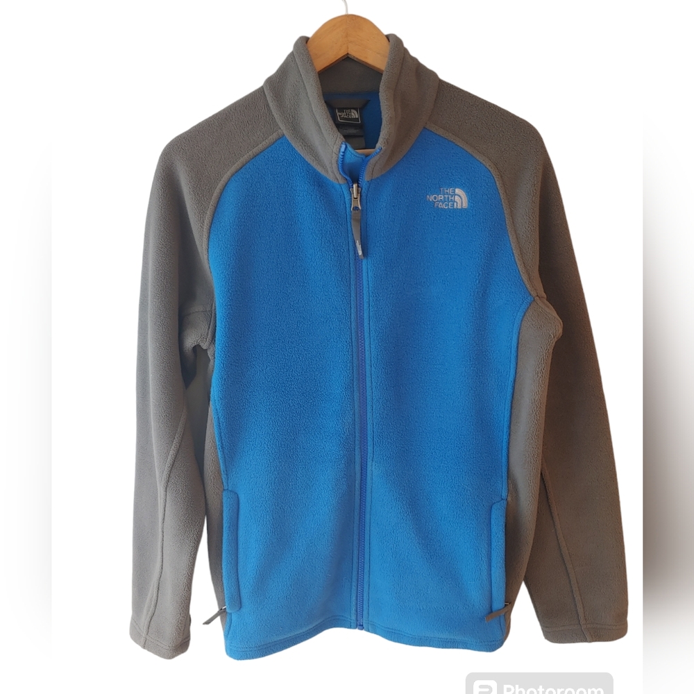 The North Face Blue and Grey Zip Front Fleece Jacket Size XL 18-20